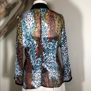 Ivy Chic Tops - Colorful animal print blouse w/crushed velvet trim Ivy Chic Tops - Colorful animal print blouse w/crushed velvet trim